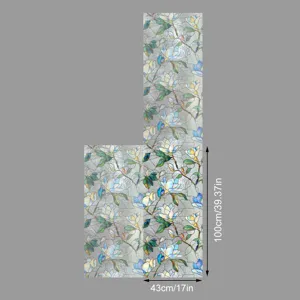 Film pour fenêtre statique à motif floral, autocollant en verre coloré pour décoration.