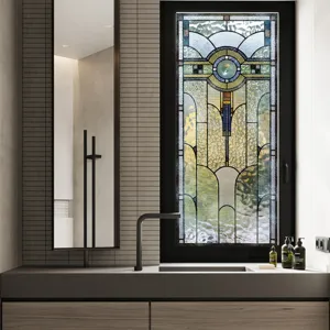 Stained glass window film decorative frosted static sticker for home bathroom privacy.