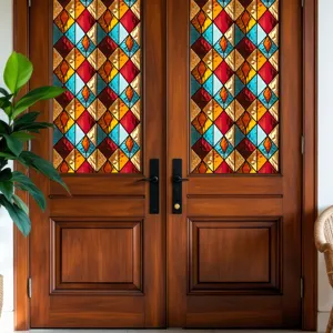 Decoratieve raamfolie gekleurd glasruit patroon statische privacy glas sticker voor deur