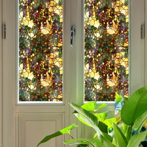 Film de fenêtre en vitrail style Tiffany, autocollant en verre décoratif pour fenêtres.