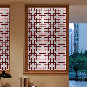 Film pour vitre statique motif géométrique rouge autocollant de verre pour maison