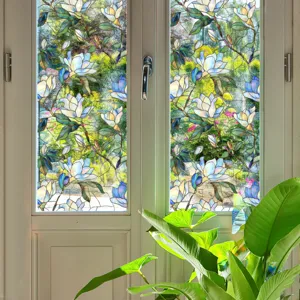 Film pour vitrage décoratif avec un superbe motif floral coloré pour la maison.