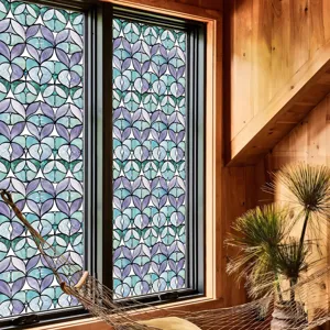 3D stained glass window film decorative static cling privacy film for home glass doors.