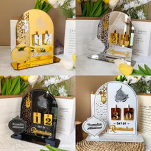 Acrylic Ramadan countdown calendar ornament desktop decoration festival party supply setup.