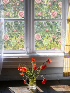 Stained glass rose window film sun catcher rainbow prism sticker for home window decoration detail