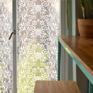 White lace window film static cling privacy glass sticker for home decoration and room window.