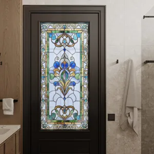Viktorianischer Buntglas-Fensteraufkleber, statische dekorative Folie für die Heimdekoration.