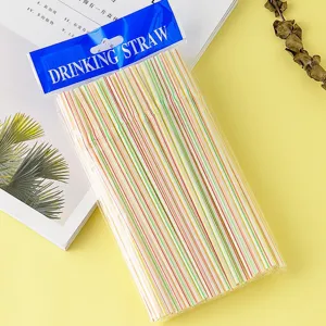 Disposable Plastic Drinking Straws Flexible Bendable Striped Juice Straws For Party Daily Drink Kitchen Tableware
