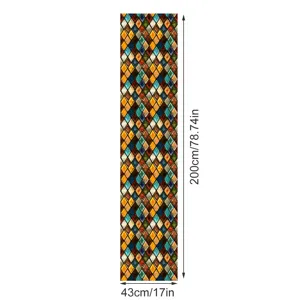 Vintage geometrische glas-in-lood raamfolie, PVC statische sticker, 200x43cm groot.