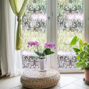 Decorative white lace window film static cling glass sticker for home privacy and window decor.