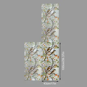 Film pour vitre statique avec motif de fleurs et d'oiseaux, autocollant décoratif.