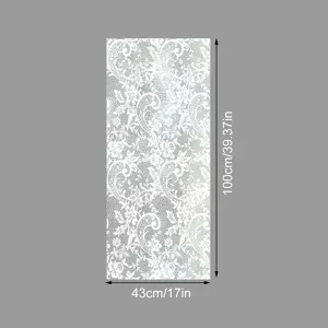 Static glass window film with white lace pattern, 43x100cm privacy sticker for home decor.