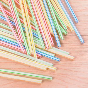 Disposable colorful plastic drinking straws striped flexible art juice straws bulk pack