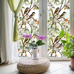 Film pour vitrage teinté fleurs oiseaux intimité décorative film électrostatique pour la maison