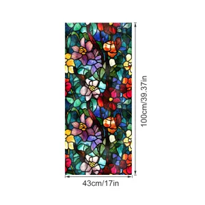 Film pour vitre en verre teinté style Tiffany, autocollant intimité floral déco maison.