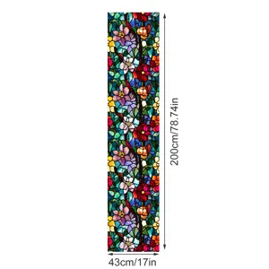Film adhésif pour fenêtre en vitrail floral style Tiffany décoratif 200x43cm pour la maison.