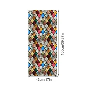 Retro ruit patroon glasfolie raamfolie statische raamsticker decoratieve folie 43x100cm