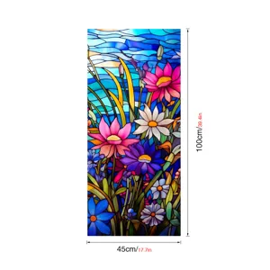 Film pour vitre effet vitrail fleurs détail, autocollant intimité décoratif 45x100cm
