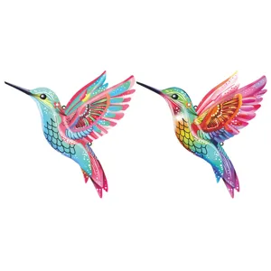 Colorful metal hummingbird wall art hanging decor for indoor outdoor garden and home decoration