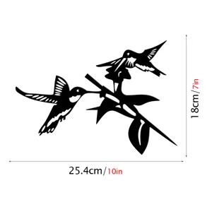 Metal hummingbird tree branch silhouette garden art decor with size dimensions 25.4x18cm