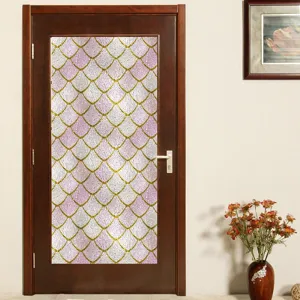 Decoratieve raamfolie statische hechting glassticker met zeemeermin schubben patroon
