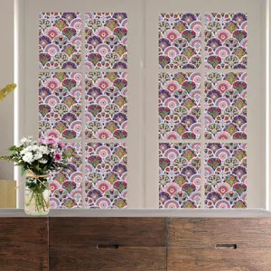 PVC kleurrijke vintage mandala statische raamfolie, decoratieve matglas sticker voor thuis