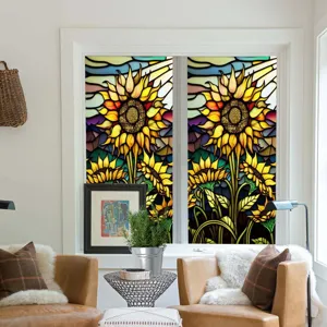 Stained glass sunflower window film decorative privacy vinyl for home window glass