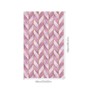 PVC retro elektrostatische glasraamfolie met roze en gouden chevron patroon voor thuis.