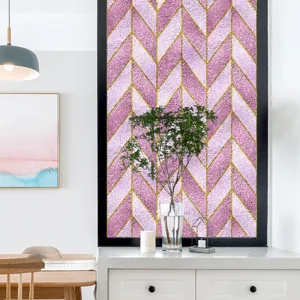 Decoratieve raamfolie roze chevron geometrisch privacy glas sticker woningdecor
