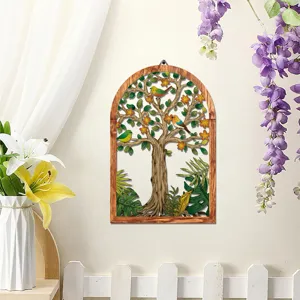 Wooden metal wall hanging decor arch tree birds floral home decor wall art ornament 1pc