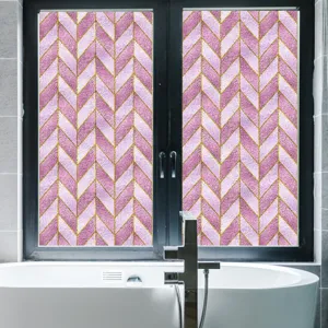 Roze gouden visgraat raamfolie statisch klevend mat glas sticker voor badkamer decor