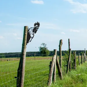 Metal rooster garden stake outdoor fence decor silhouette yard art ornament landscape accent