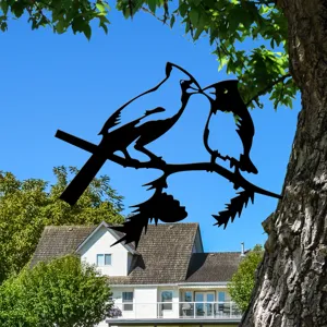 Metal bird tree silhouette garden stake outdoor metal art ornament for yard lawn decoration