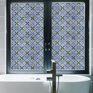 PVC vintage gekleurde statische raamfolie voor badkamer glas privacy decoratie thuis.