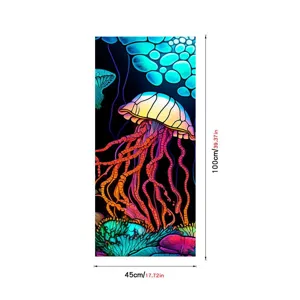 Neon jellyfish window film 100x45cm colorful glass sticker waterproof PVC home decor