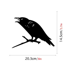 Metal crow garden stake silhouette branch art outdoor decor 20.3x14.5cm iron yard ornament
