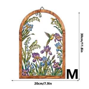 Wooden iron wall hanging decor featuring elegant floral and bird design, ideal for room.
