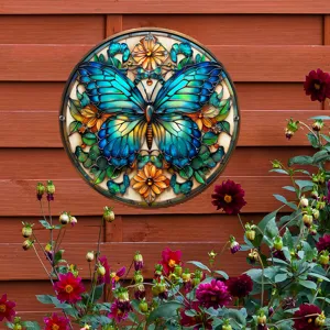 Placa de pared decorativa de mariposa de metal para jardin patio interior exterior detalles.