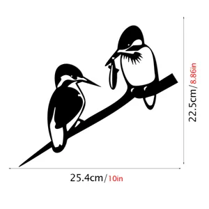Metal garden stake with cute bird silhouette design for outdoor yard and lawn decoration.