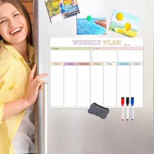 Magnetischer Wochenplaner für den Kühlschrank, abwischbarer Kalender mit Stiften und Radierer.