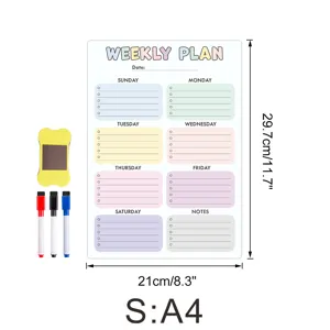 Magnetischer Wochenplaner Whiteboard für Kühlschrank Kalender Tafel mit Stiften Radierer