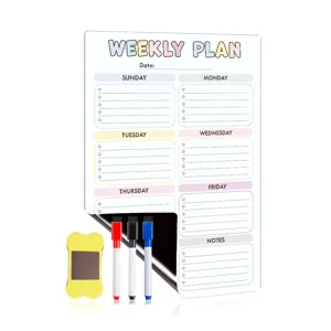 Magnetischer Wochenplaner Weißwandtafel Kalender Kühlschrank Memo mit Stiften Set
