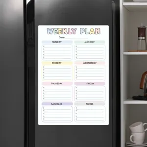 Magnetischer Wochenplaner für Kühlschrank, praktische abwischbare Tafel für Notizen und Menüs.