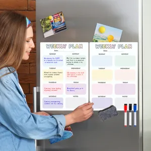 Magnetischer Wochenplaner Whiteboard für Kühlschrank, trocken abwischbarer Kalender mit Stiften.