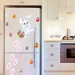 Pegatinas magnéticas de pascua para nevera conejo lindo huevos coloridos decoración de cocina.