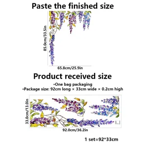 Wisteria stained glass window film static cling privacy decorative glass sticker for home decor