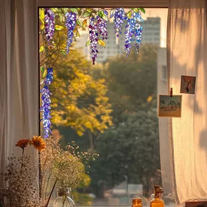 Static wisteria glass window film privacy sticker decorative detail view for home.