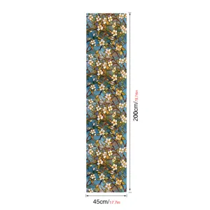 Stained glass window film with floral flower pattern, electrostatic privacy glass sticker.