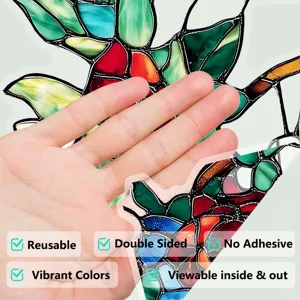 Static green plant glass window film, decorative stained glass sticker with double sided design.