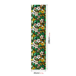 Stained glass window film floral pattern decorative static cling glass sticker 200x45cm